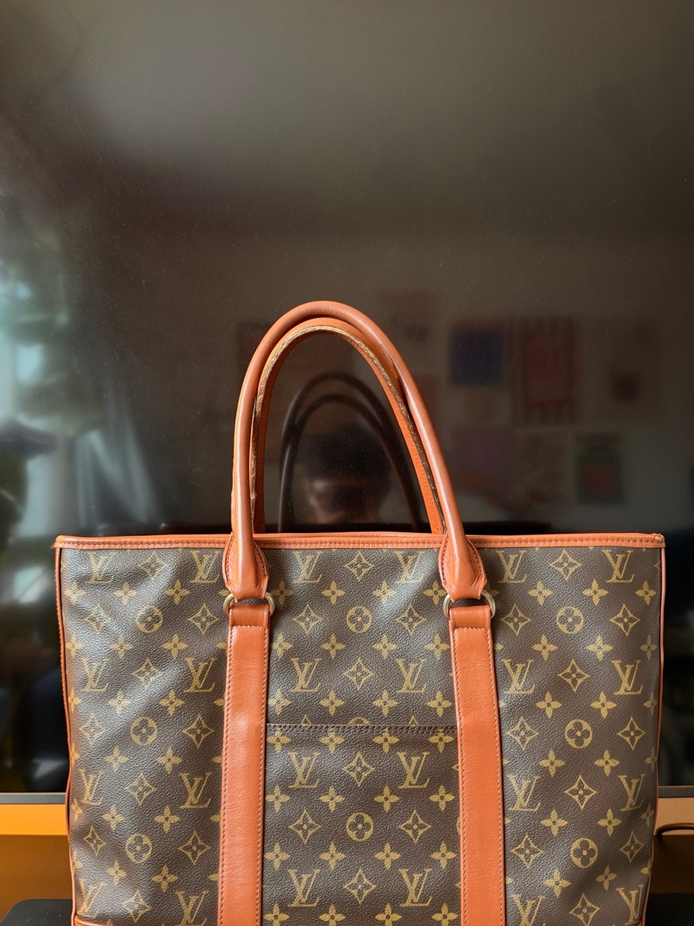 Louis Vuitton Monogram Canvas Tote with Tan Leather Trim